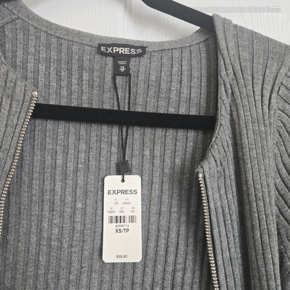 Express Ribbed Grey Zip-up - Picture 4 of 6